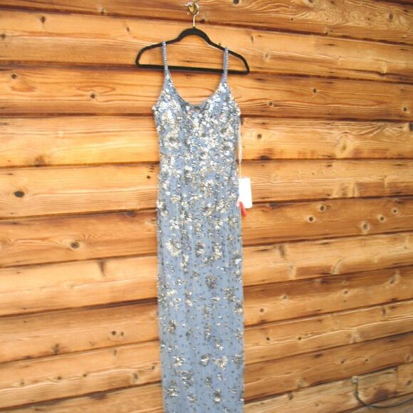 Mac Duggal 5477 Womens Floral Embellished Scoop Neck Evening Gown Dress - Picture 7 of 16